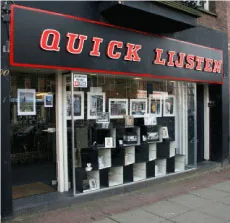 De gevel van Quick Lijsten aan de Ceintuurbaan in Amsterdam